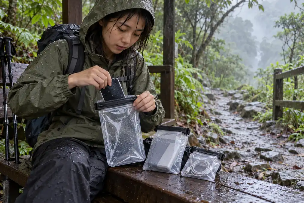 雨天郊山電子用品防水怎麼做:手機袋、行動電源、線材、定位與乾燥