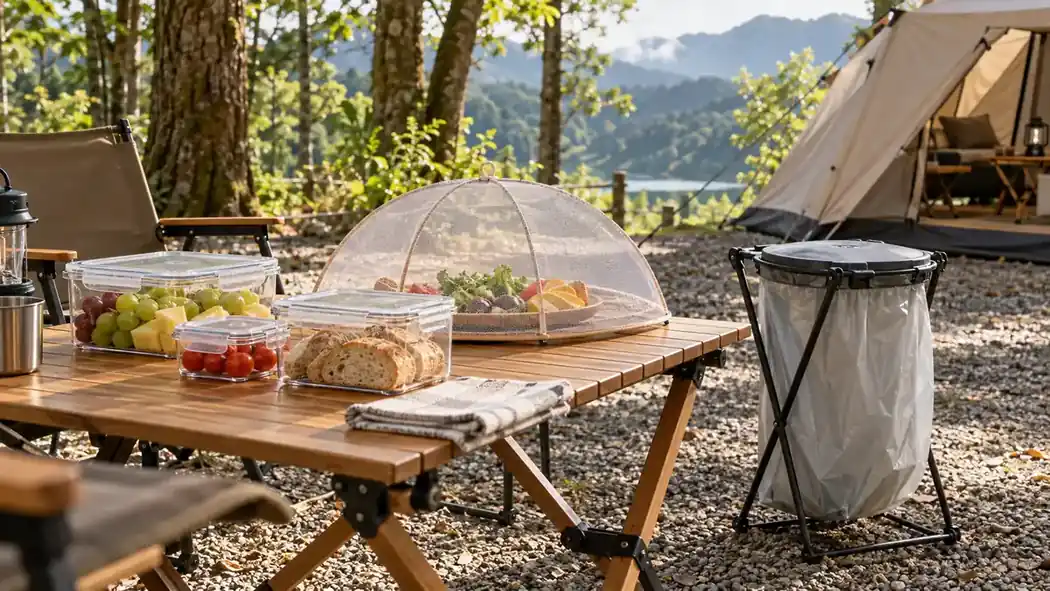 夏季露營食物防螞蟻與清潔指南:密封盒、餐罩、垃圾袋架怎麼選