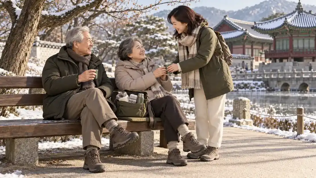 韓國冬季帶長輩旅行:保暖鞋襪、坐墊與隨身小包採買清單