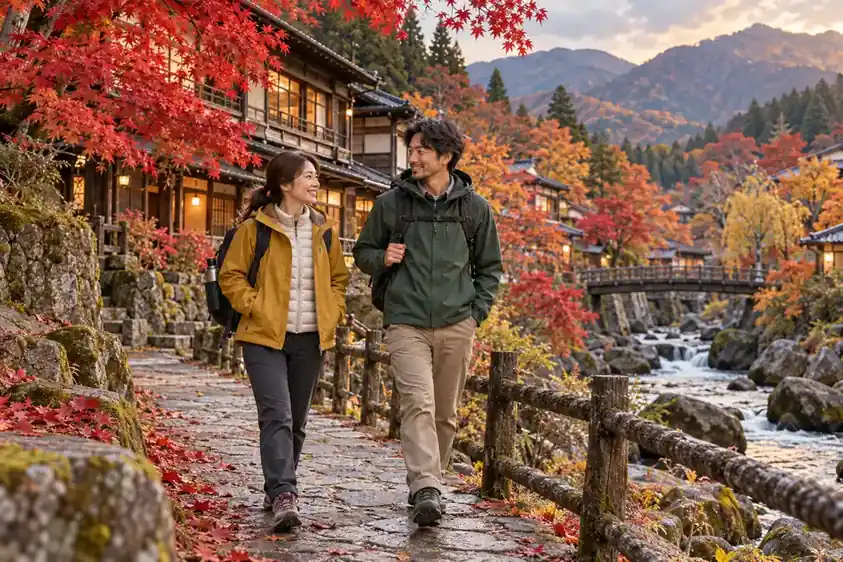 東北賞楓溫泉自由行穿搭清單:防風外套、薄羽絨、好走鞋與保溫小物