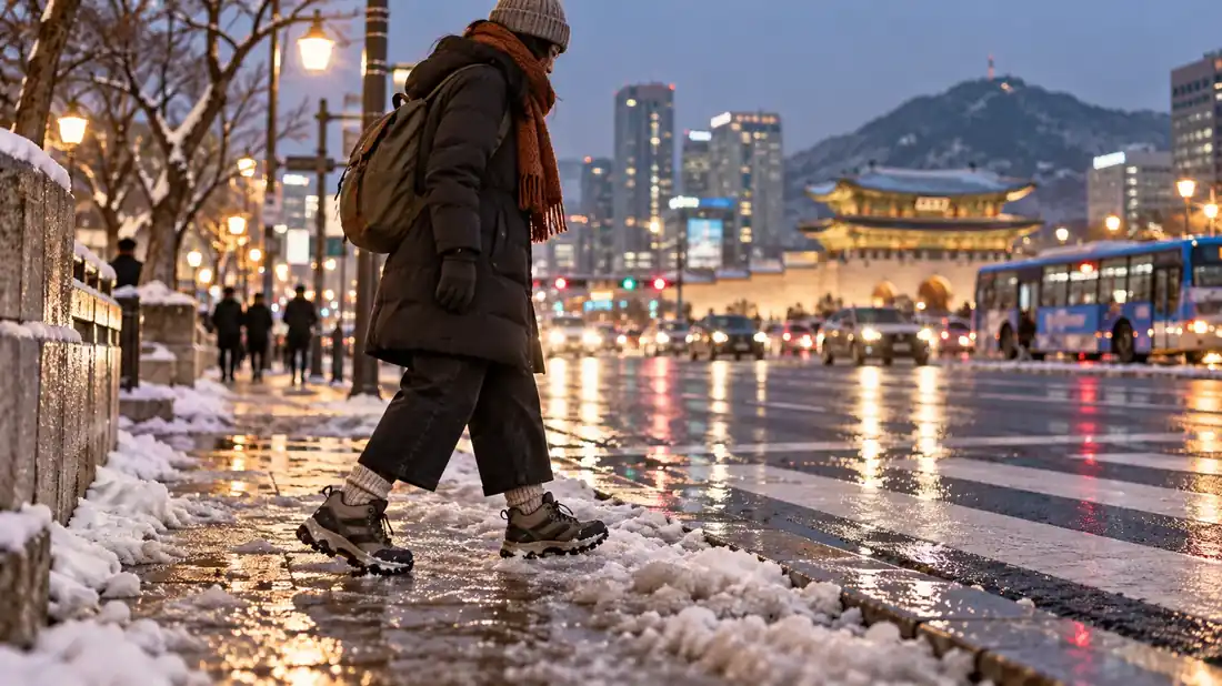 下雪天久走，鞋襪先準備好的情境示意圖